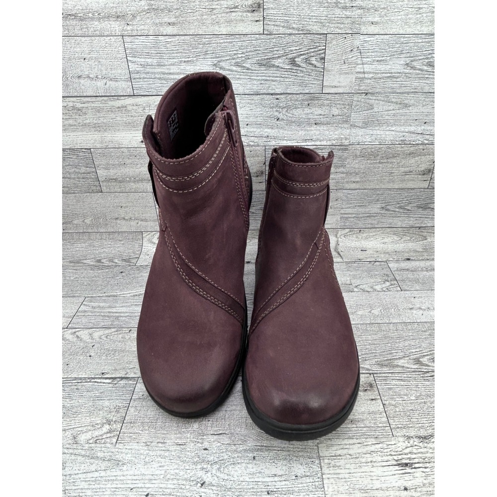 Clarks Collection Burgundy‎ Leather Ankle Boots Women Sz 8M 261795124055 Comfort